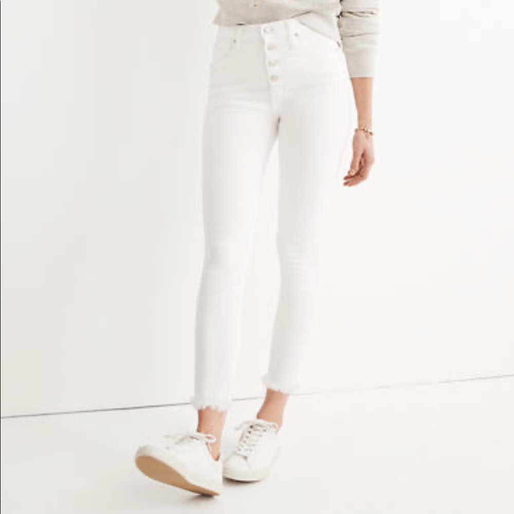 Madewell white button up high rise skinny crop